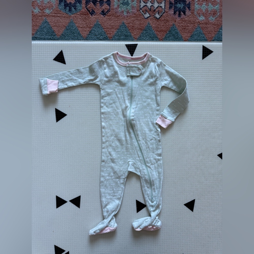 Cloud Island|baby girl Mint & Pink Kids Footiie pajamas in polka dot,12 months•